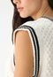 Colete Tricot Forever 21 Listras Off-White - Marca Forever 21