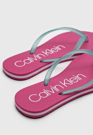 Chinelo em Tecido Slide Monogram Rosa - Calvin Klein