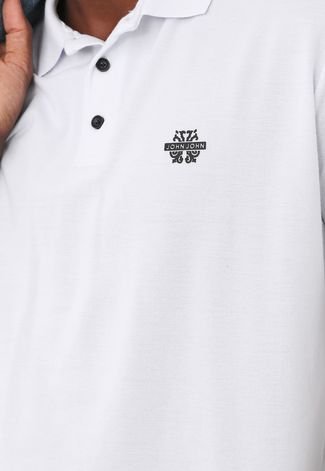 Camisa Polo John John Reta Logo Branca Transfer 86.02.0352