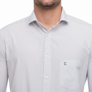 Camisa Social Slim Masculina Teodoro Manga Longa Elegante Cinza  G Verde Cinza