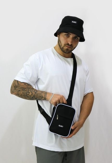 Shoulder Mini Bag Alkary Bolsa Lateral Transversal Preta e Branca - Marca Alkary