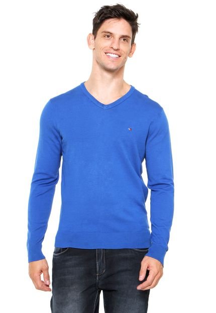 Suéter Tommy Hilfiger Tricot Gola em V Azul - Marca Tommy Hilfiger