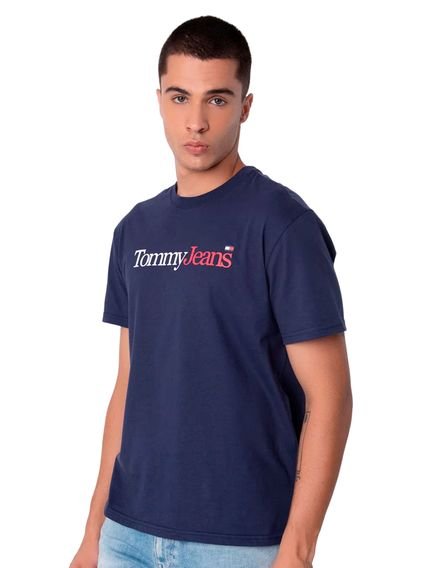 Camiseta Tommy Jeans Masculina Essential Multi Logo Azul Marinho - Marca Tommy Hilfiger
