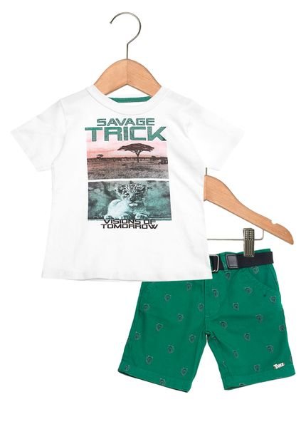 Conjunto Trick Infantil Estampado Branco/Verde - Marca Trick
