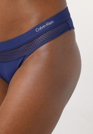 Calcinha Calvin Klein Underwear Tanga Infinite Flex Azul-Marinho
