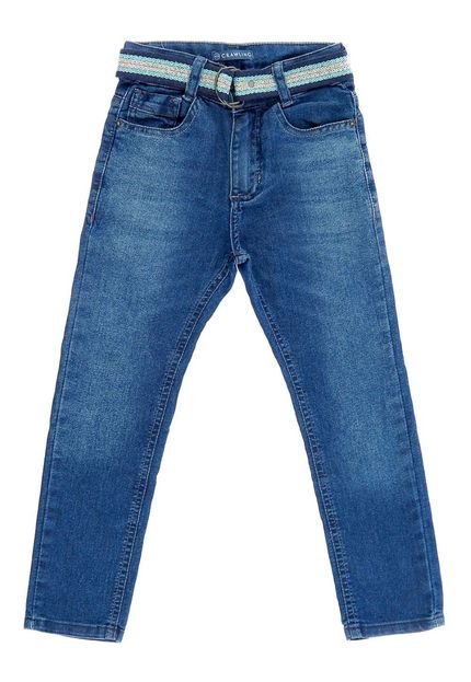 Calça Jeans Infantil Menino Skinny Azul C/ Cinto Azul - Marca Crawling