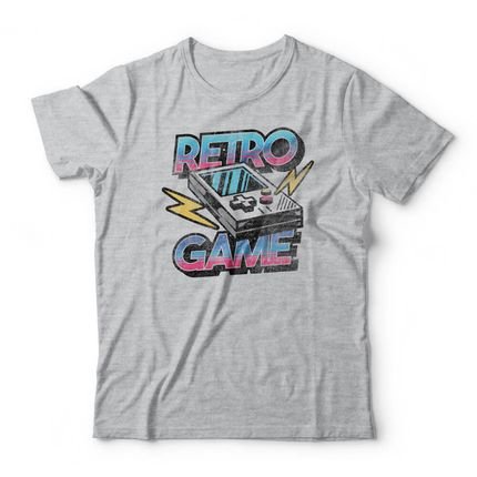 Camiseta Retro Game - Mescla Cinza - Marca Studio Geek 