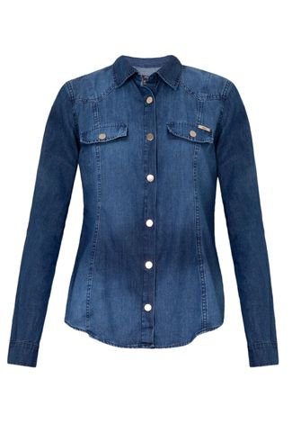 Camisa Jeans Colcci Comfort Rec Azul