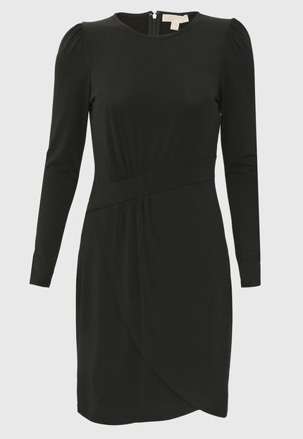 Vestido Michael Kors PUFF SLV WRAP Preto - Marca Michael Kors