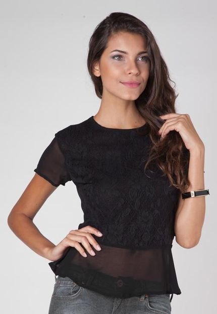 Blusa Petit Renda Preta - Marca Sommer