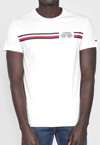 Camiseta Tommy Hilfiger Listrada Branca - Compre Agora, Dafiti Brasil