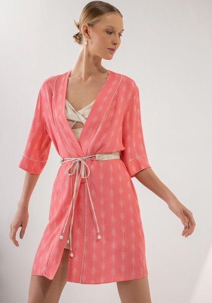 Kimono Alongado Estampado em Viscose com Cinto - Marca Lez a Lez