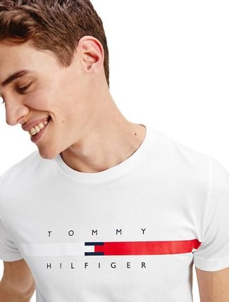 T-Shirt Masculina Bold Global Stripe - Tommy Hilfiger - Branco