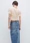 Blusa Cropped Tricot Mango Reta Babado Off-White - Marca Mango