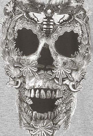 Camiseta Blunt Floral Skull Cinza