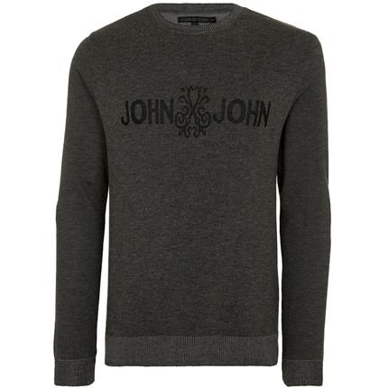 Suéter Tricot John John Logo In24 Cinza Masculino - Marca John John