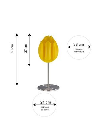 Abajur Tulip 0,60M Base Alumínio Avelis Amarelo