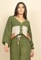 Blusa de Tricot Bicolor com Bolso Verde Militar - Marca Amazonia Vital