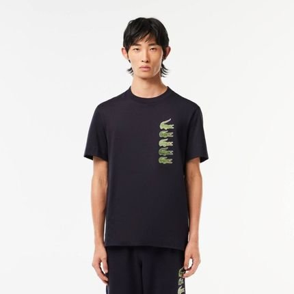 Camiseta Lacoste Regular Fit com crocodilo emblemático Azul - Marca Lacoste