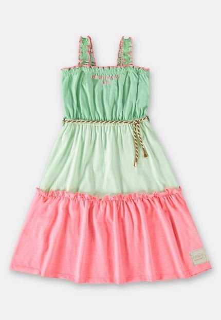 Vestido Tricolor Elegance Infantil Up Baby Verde - Marca Up Baby