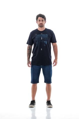 Bermuda Jeans Confort Masculina Arauto  Azul Escuro