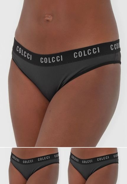 Kit 2pçs Calcinha Colcci Underwear Tanga Lettering Preto - Marca Colcci Underwear