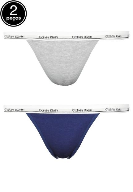 Kit 2pçs Calcinhas Calvin Klein Underwear Comfort Azul/Cinza - Marca Calvin Klein Underwear