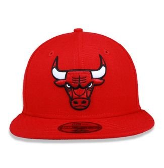 Boné New Era 5950 Chicago Bulls Aba Reta Fitted Vermelho