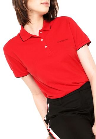 Camisa Polo Calvin Klein Logo Vermelha