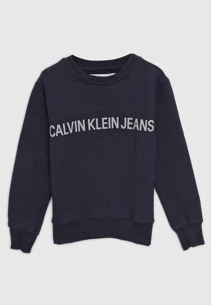 Blusa de Moletom Calvin Klein Kids Infantil Logo Azul-Marinho - Marca Calvin Klein Kids