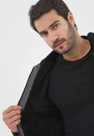 Moletom Flanelado Aberto New Era Essentials Sazonal Fur Cinza