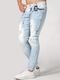 Calça Jeans Masculina Azul Claro Tinta Escura e Rasgos Modernos Ref:164 - Marca CAMISETERIA TATTOOS