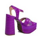 Sandália Feminina Meia Pata Salto Alto 193003 Croco com Verniz Roxo - Marca Flor da Pele