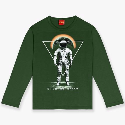 Camiseta Infantil Menino Kyly Estampa de Astronauta Verde - Marca Kyly