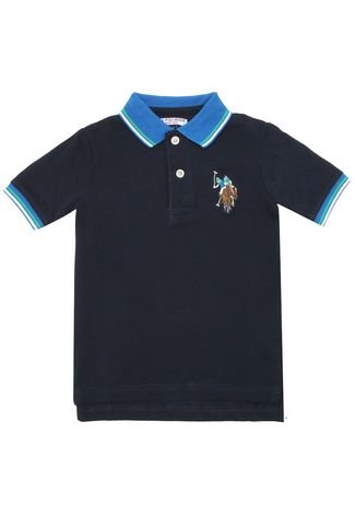 Camiseta U.S. Polo Menino Lisa Azul-Marinho