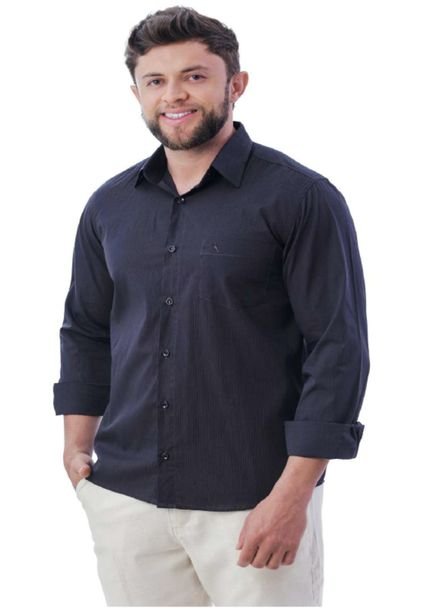 Camisa Social Amil Comfort Close Algodão Com bolso M/Longa Lançamento Luxo Marinho - Marca Amil