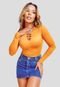 Body Ywc ind Blusinha Choker Manga Longa Feminino Fashion Mostarda - Marca YWC ind