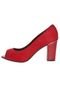 Peep Toe Beira Rio Salto Grosso Vermelho - Marca Beira Rio