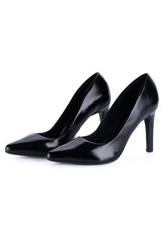 Sapato Feminino Scarpin Salto Bico Fino Elegante Da Moda Preto