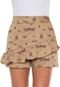 Short-saia Sarja Colcci Curto Estampado com Babado Bege - Marca Colcci