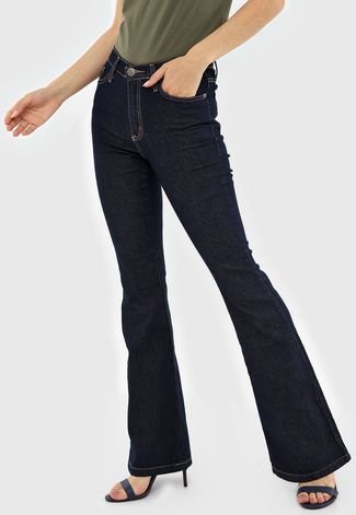 Calça Jeans Polo Wear Flare Pespontos Azul-Marinho