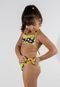 Biquíni Infantil Bella Fiore Modas Com Babadinho Estampado Top Amarração Amarelo - Marca Bella Fiore Modas