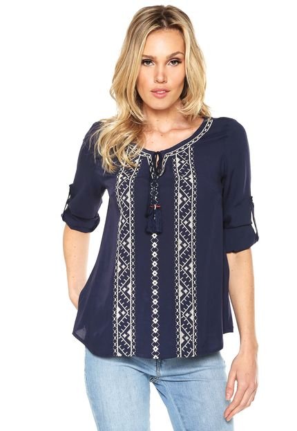 Blusa Anany Bordado Azul - Marca Anany