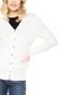 Cardigan Morena Rosa Tricot Decote V Com Botões Branco - Marca Morena Rosa