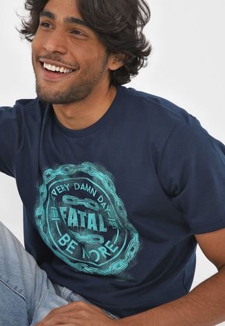 Camiseta Fatal Lettering Azul-Marinho