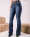 Calça Jeans Flare Feminina Cintura Média com Cinto 23679 Escura Consciência - Marca Consciência