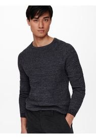 Sweater Only & Sons Texturizado Negro - Calce Regular