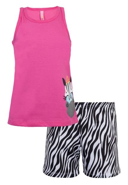 Pijama Puket Zebra Rosa/Branco - Marca Puket