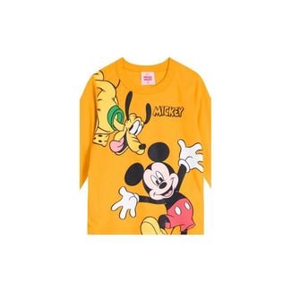 Camiseta Mickey Mouse Em Malha Menino Amarelo Incolor