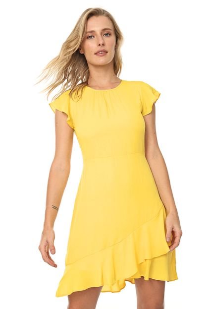 Vestido Banana Republic Curto Flutter-Sleeve Amarelo - Marca Banana Republic